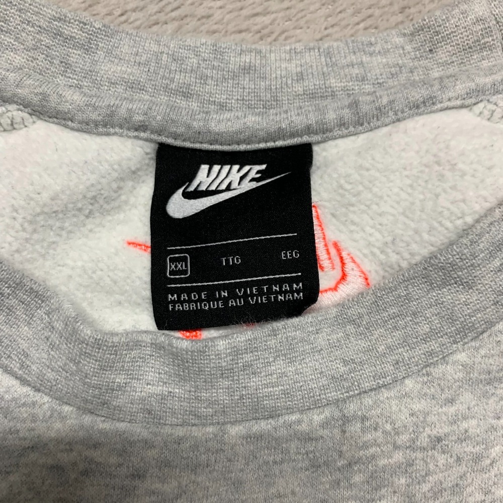 Nike Air Sportswear Fleece Crew Neck Sweatshirt Mens XXL Gray Spellout - Picture 4 of 7